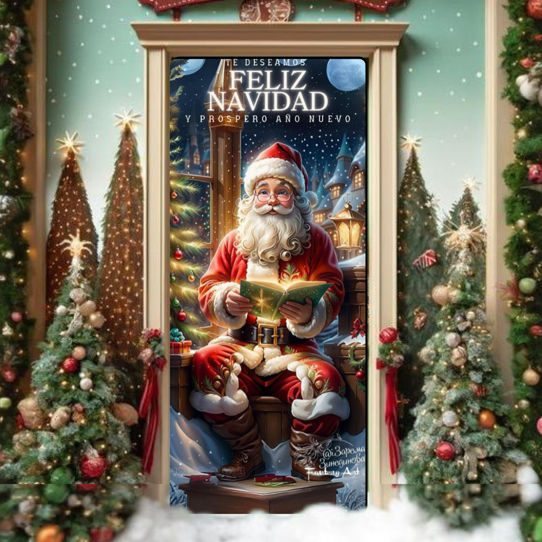🎄✨ FUNDA DECORATIVA DE PUERTA NAVIDEÑA ✨🎄¡Convierte la entrada de tu hogar en un reflejo de la magia de la Navidad!