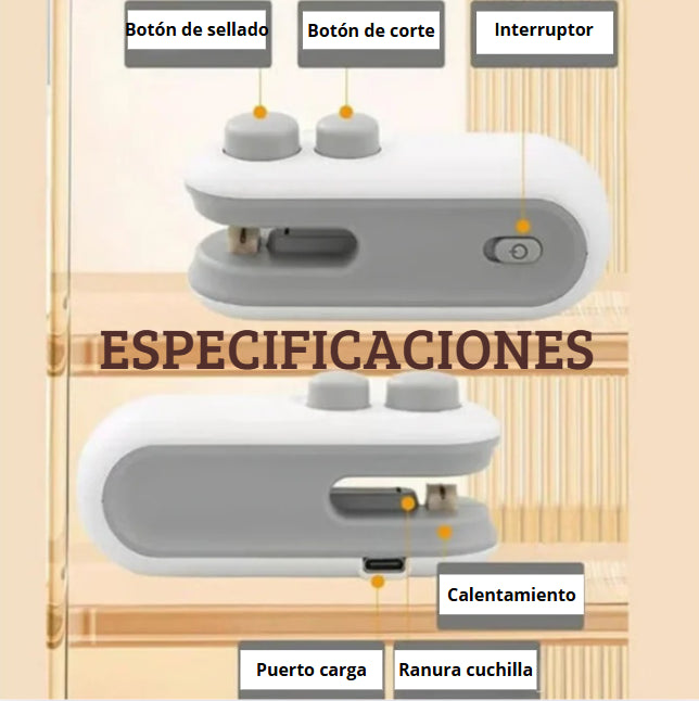 Mini selladora 2 en 1. Recargable