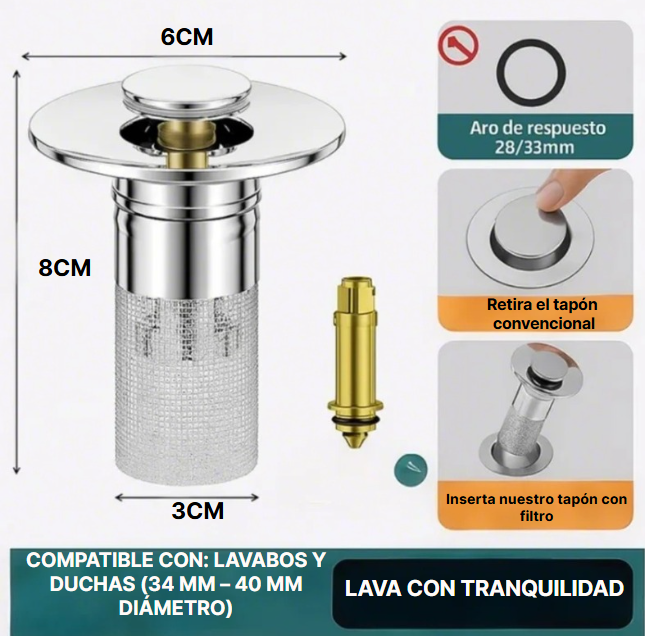 TAPÓN CON FILTRO PARA DRENAJE INOXIDABLE