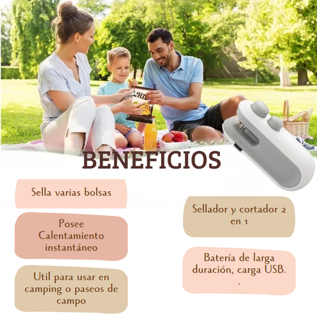 Mini selladora 2 en 1. Recargable