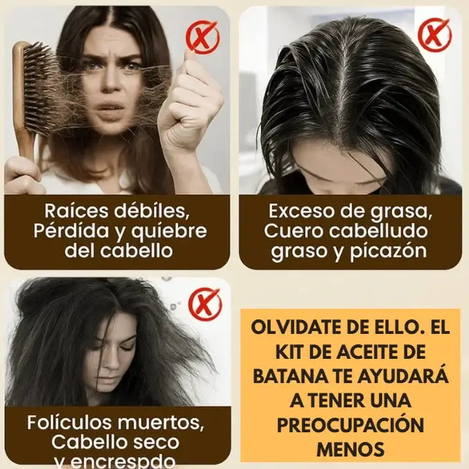 KIT ACEITE DE BATANA. CABELLO QUE HABLA POR TI... RECUPERA TU BRILLO, FUERZA Y CONFIANZA DESDE LA RAÍZ💫