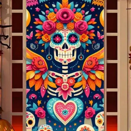 🎃FUNDA DECORATIVA DE PUERTA HALLOWEEN👻 ✨ ¡Transforma tu entrada en segundos y sorprende a todos este octubre!