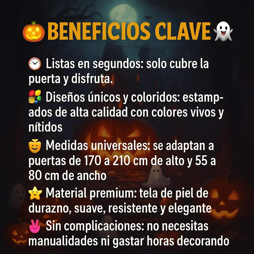 🎃FUNDA DECORATIVA DE PUERTA HALLOWEEN👻 ✨ ¡Transforma tu entrada en segundos y sorprende a todos este octubre!