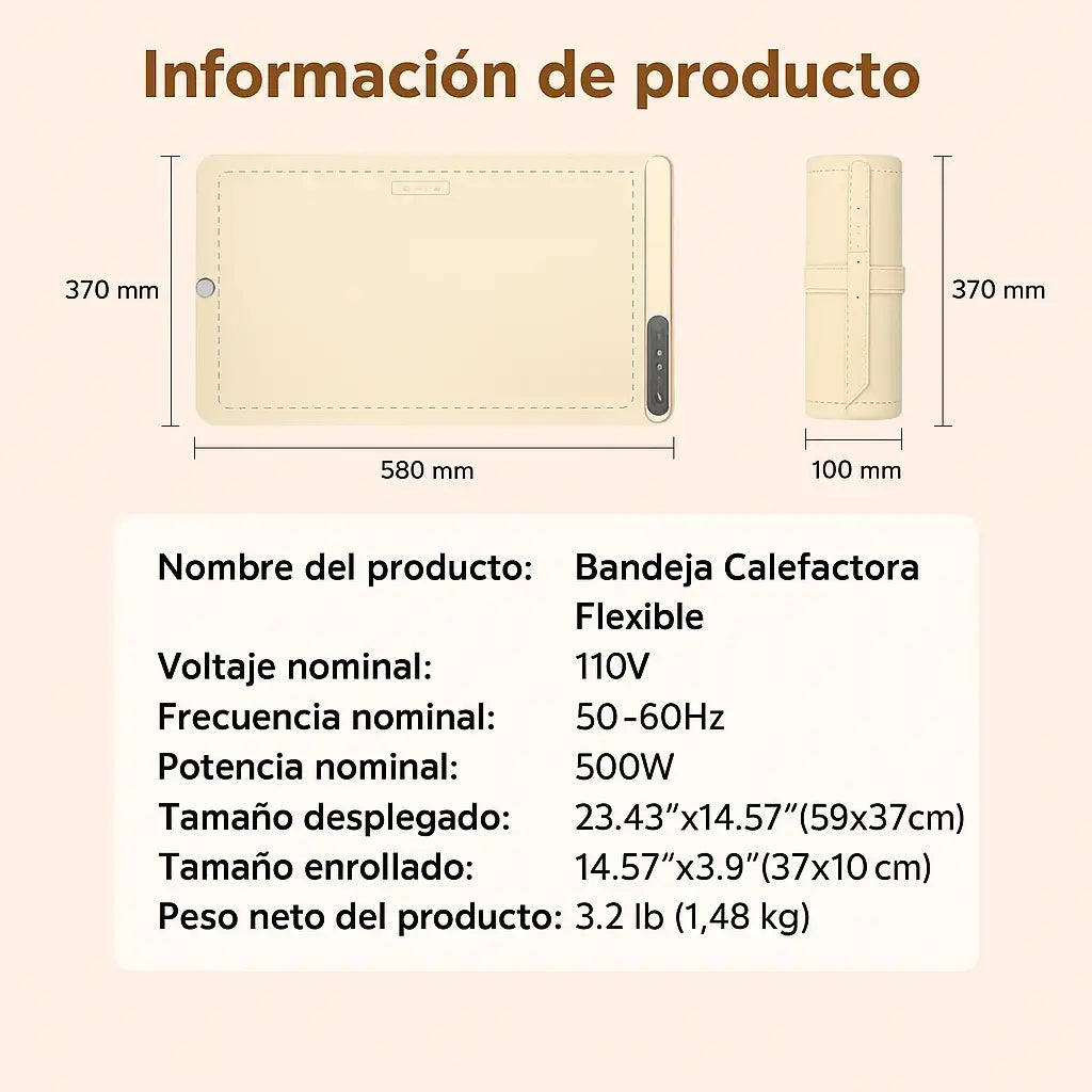 TAPETE CALENTADOR DE ALIMENTOS- TUS ALIMENTOS SE MANTENDRAN CALIENTES MIENTRAS LOS CONSUMES