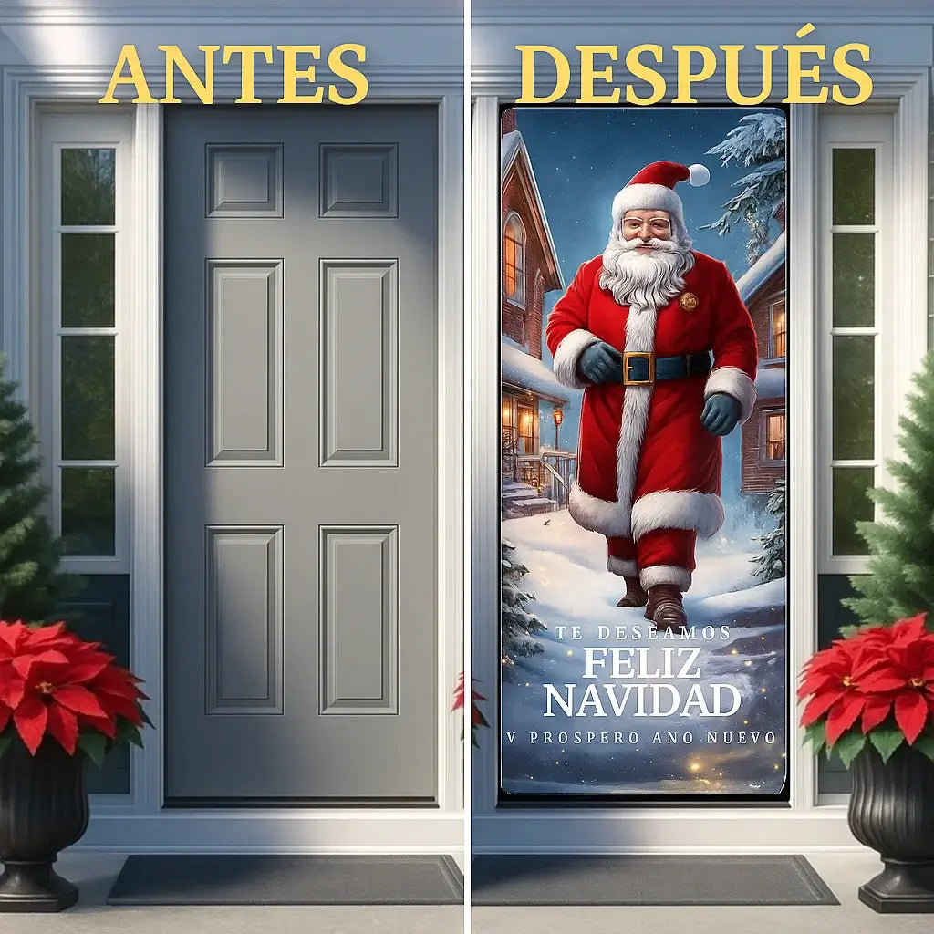 🎄✨ FUNDA DECORATIVA DE PUERTA NAVIDEÑA ✨🎄¡Convierte la entrada de tu hogar en un reflejo de la magia de la Navidad!
