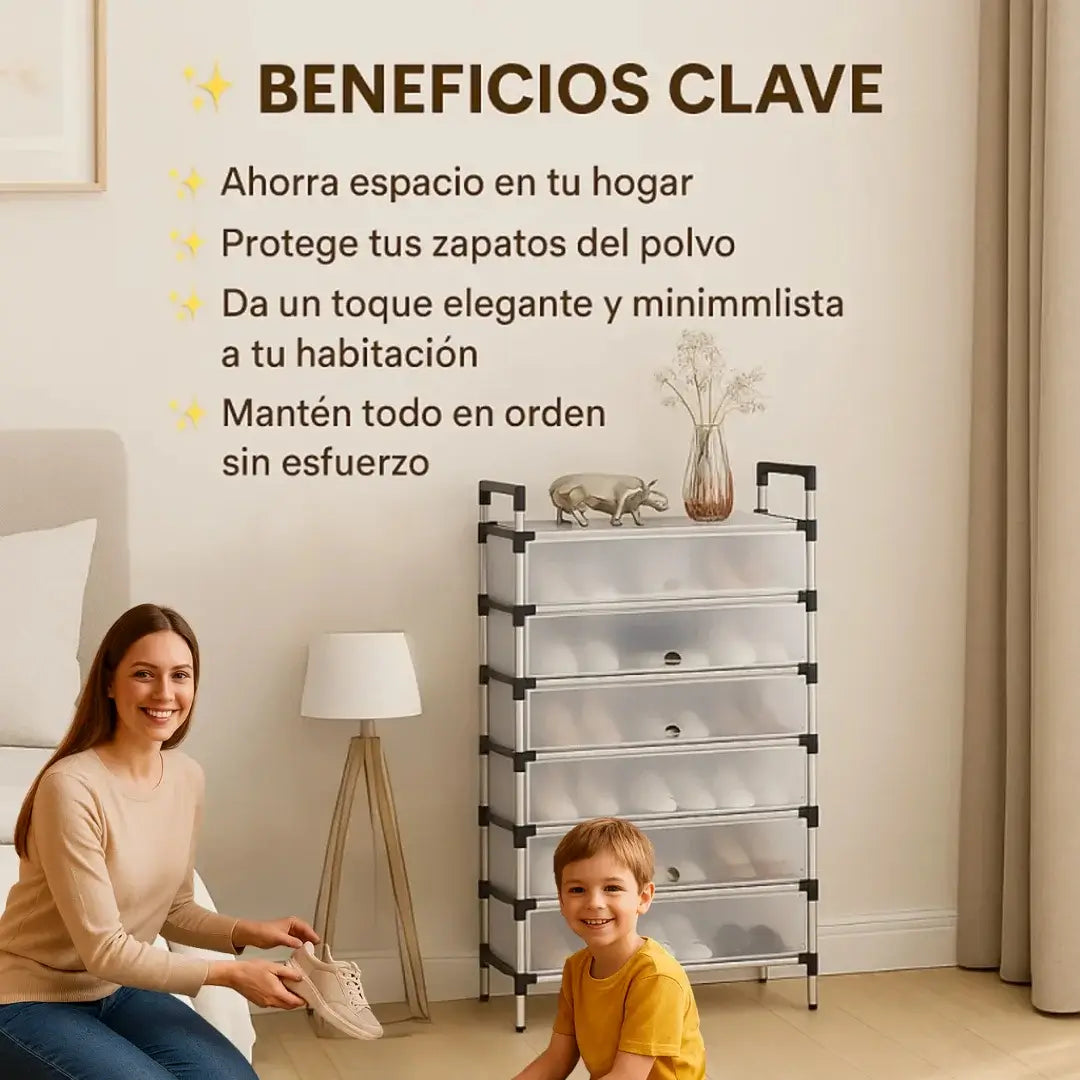 ✨ORGANIZADOR DE ZAPATOS 6 NIVELES CON CUBIERTA PROTECTORA 👟