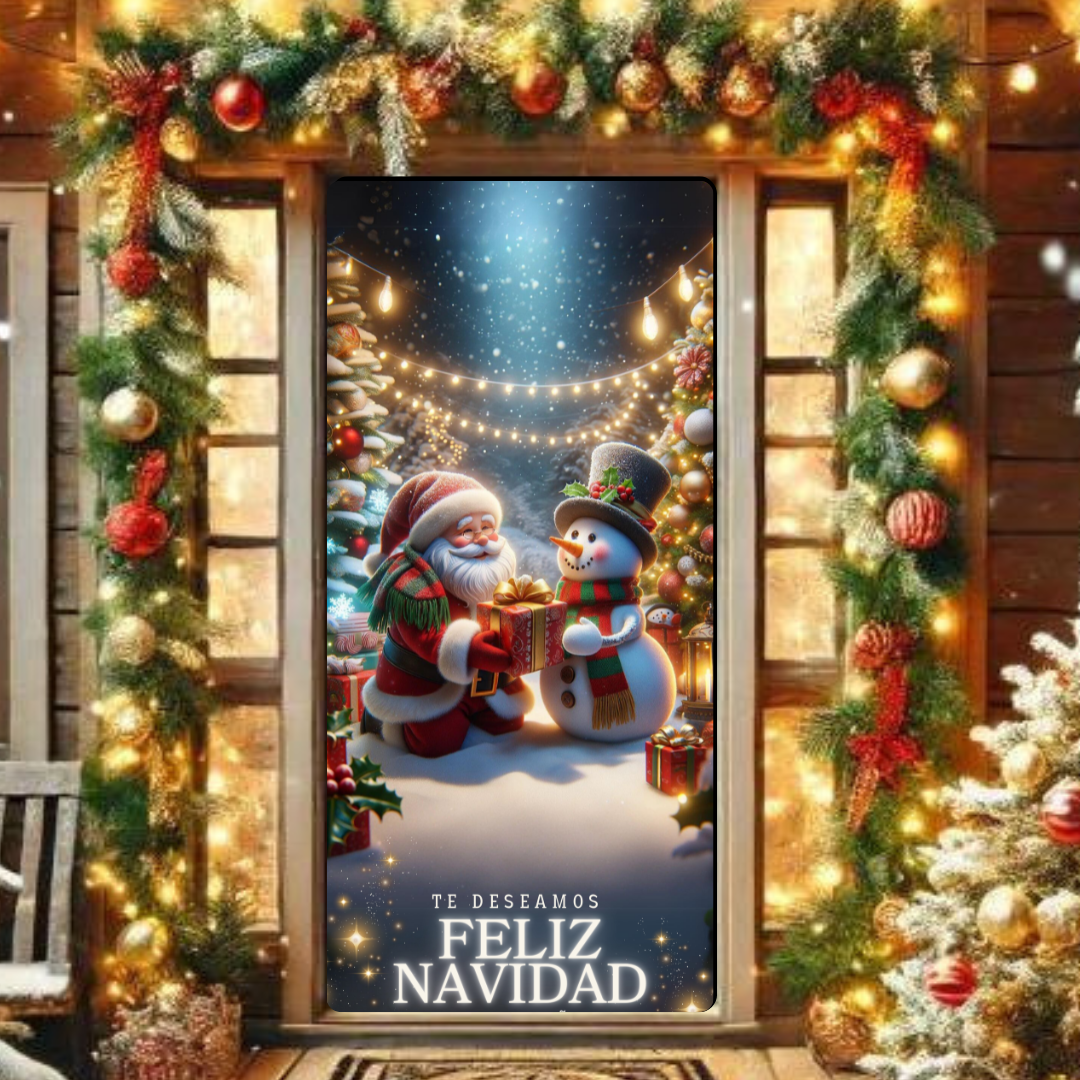 🎄✨ FUNDA DECORATIVA DE PUERTA NAVIDEÑA ✨🎄¡Convierte la entrada de tu hogar en un reflejo de la magia de la Navidad!