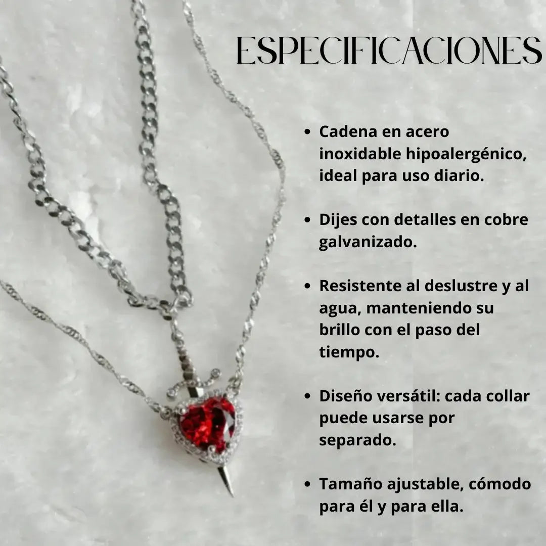 COLLAR CORAZÓN ESPADA💖. Elegancia, estilo y significado. Incluye caja de presentación 🎀