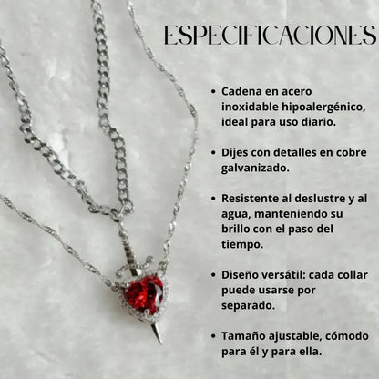 COLLAR CORAZÓN ESPADA💖. Elegancia, estilo y significado. Incluye caja de presentación 🎀