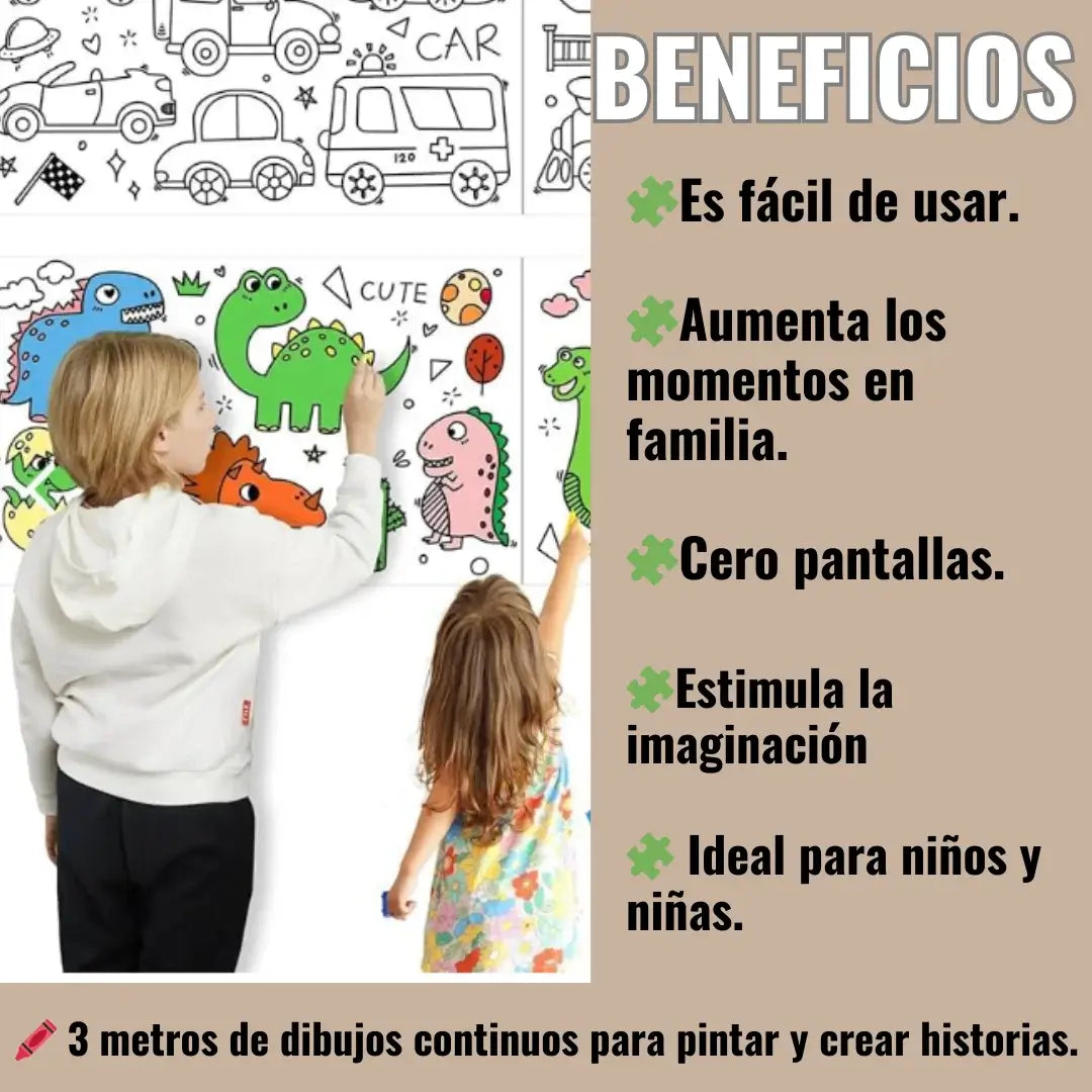 ROLLO CREATIVO KIDS™  DESPIERTA LA IMAGINACIÓN DE TUS HIJOS Y APAGA LAS PANTALLAS 🌟