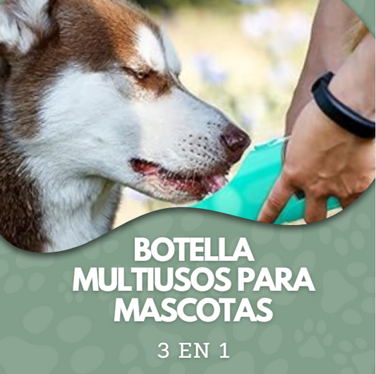 BOTELLA MULTIUSOS PARA MASCOTAS 3 EN 1