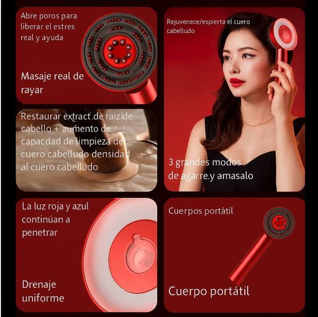 MASAJEADOR CON TERAPIA DE LUZ PARA CRECIMIENTO DEL CABELLO + EBOOK GRATIS 🎀SOLO POR HOY
