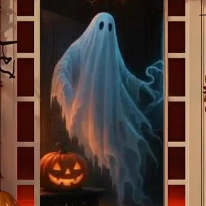 🎃FUNDA DECORATIVA DE PUERTA HALLOWEEN👻 ✨ ¡Transforma tu entrada en segundos y sorprende a todos este octubre!
