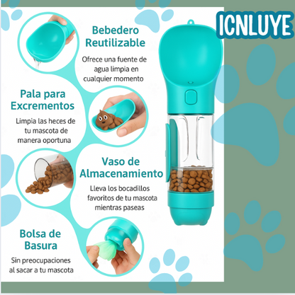 BOTELLA MULTIUSOS PARA MASCOTAS 3 EN 1
