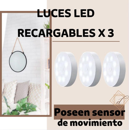 LUZ LED CON SENSOR DE MOVIMIENTO X3. RECARGABLE. CAMINA CON TRANQUILIDAD Y OLVIDATE DE LOS ACCIDENTES NOCTURNOS + EBOOK GRATIS🎀
