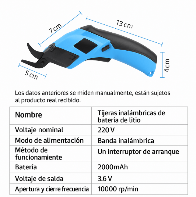TIJERA ELÉCTRICA MULTIUSOS RECARGABLE