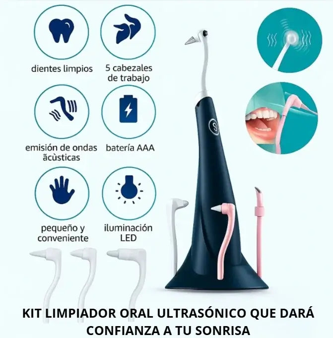 KIT LIMPIADOR ORAL ULTRASÓNICO – DIENTES MÁS LIMPIOS SONRISA MÁS SEGURA