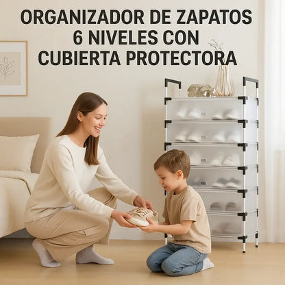 ✨ORGANIZADOR DE ZAPATOS 6 NIVELES CON CUBIERTA PROTECTORA 👟