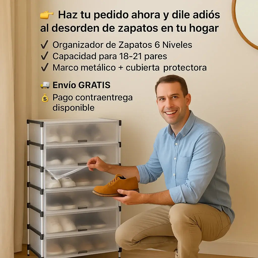 ✨ORGANIZADOR DE ZAPATOS 6 NIVELES CON CUBIERTA PROTECTORA 👟