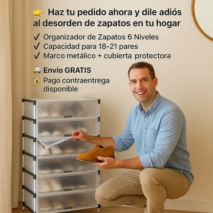 ✨ORGANIZADOR DE ZAPATOS 6 NIVELES CON CUBIERTA PROTECTORA 👟