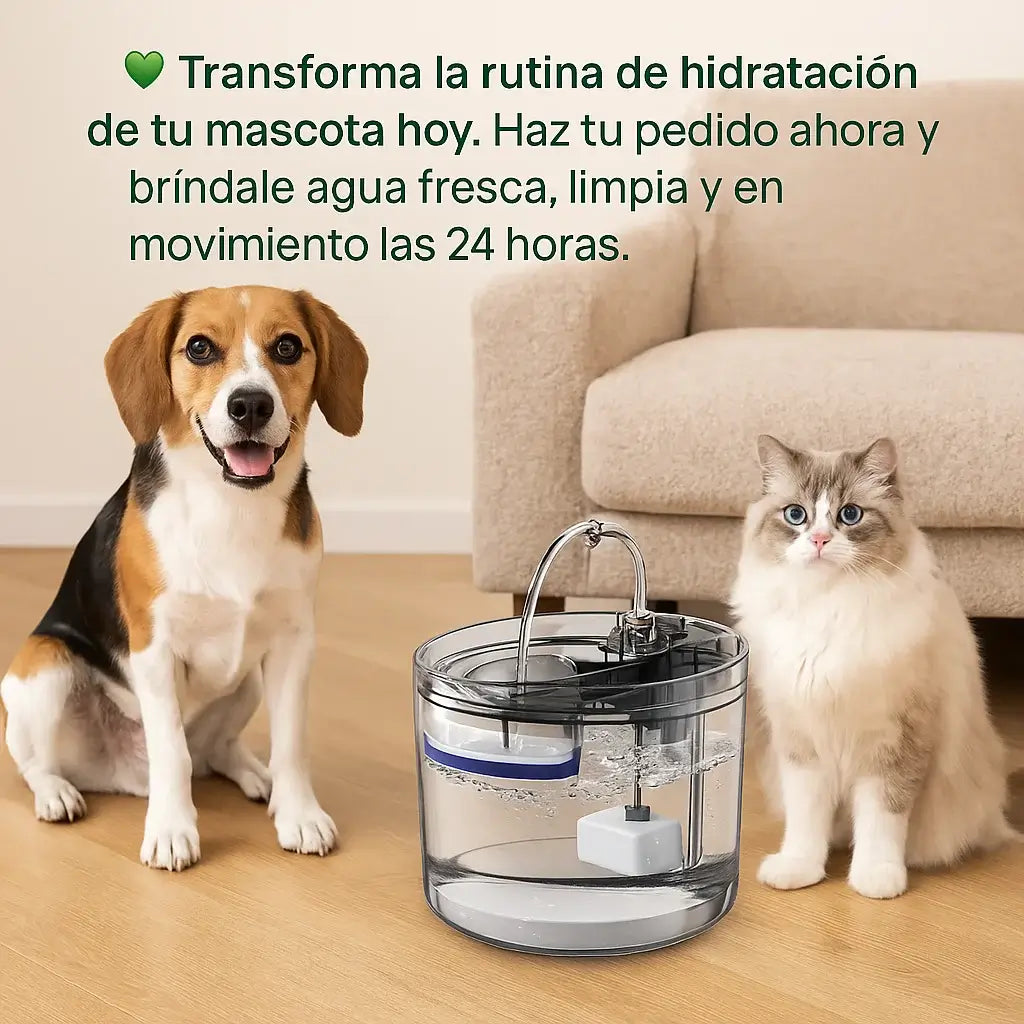 💧 FUENTE PURIFICADORA DE AGUA PARA MASCOTAS 🐱. ¡Mantén a tu compañero hidratado, feliz y saludable todos los días! 🌿