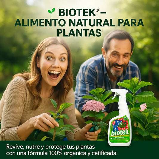 🌱 BIOTEK®  – ALIMENTO NATURAL PARA PLANTAS.  Revive, nutre y protege tus plantas con una fórmula 100% orgánica y certificada.