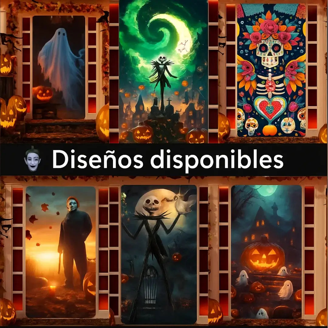 🎃FUNDA DECORATIVA DE PUERTA HALLOWEEN👻 ✨ ¡Transforma tu entrada en segundos y sorprende a todos este octubre!