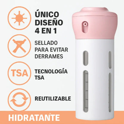 KIT DISPENSADOR 4 en 1 PARA VIAJES, SMART TRAVEL.