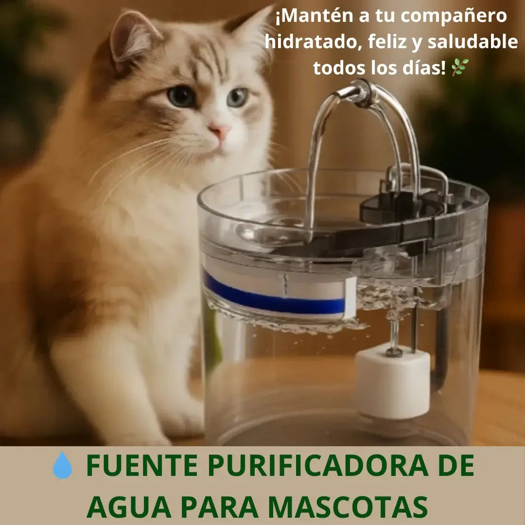 💧 FUENTE PURIFICADORA DE AGUA PARA MASCOTAS 🐱. ¡Mantén a tu compañero hidratado, feliz y saludable todos los días! 🌿