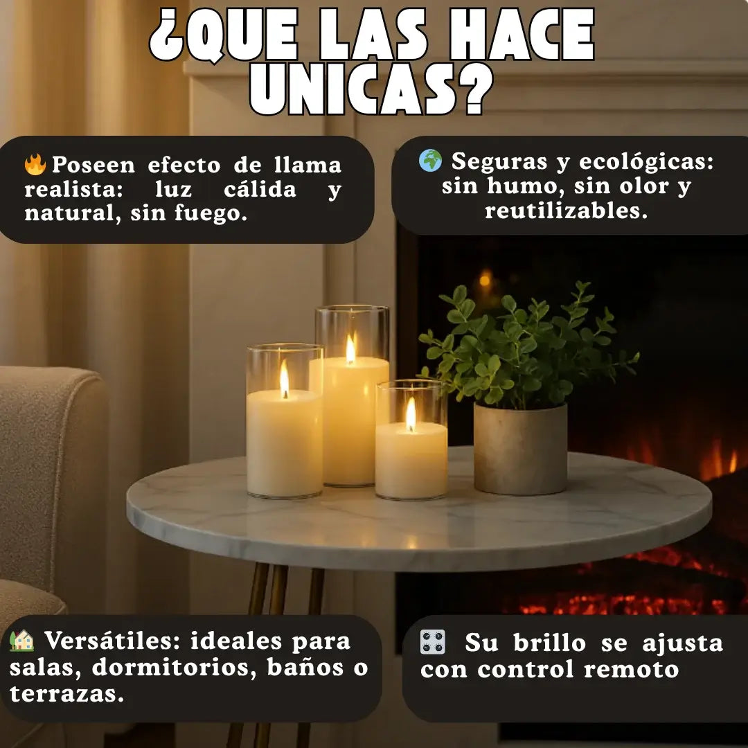 GLOWFLAME™ – VELAS SIN FUEGO. LUZ QUE TRANSFORMA TU HOGAR, SIN RIESGOS🔥